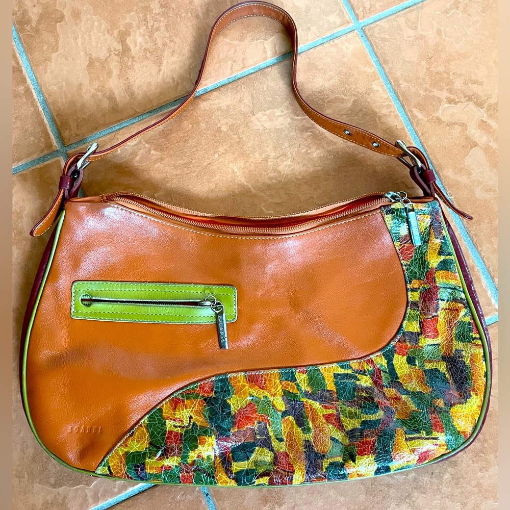 Joanel orange leather handbag